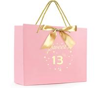 Sweet 13th Birthday Pochette Cadeau Papier,Gift Bag Paquet,Rose Avec Noeud Pour Fille 13 Ans Fête D'anniversaire Décorations