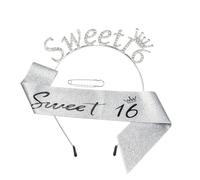 Sweet 16 Écharpe et diadème, décorations pour 16e anniversaire Argenté