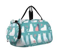 Sweet American Curlcats Sac de sport pour garçon Turquoise avec compartiment à chaussures Sac fourre-tout léger pour voyage, sport, fitness et entraînement, Sweet American Curlcats Turquoise