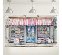 Sweet Bakery Toile de fond murale, décoration vintage de magasin de desserts, charmant arrière-plan de photographie intérieur/extérieur pour événements de fête, idéal pour les fêtes d'anniversaire