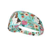 Sweet Basset Hound Bandeau élastique imprimé floral pour femme et homme Accessoire de course à pied Mode Exercice extérieur Cadeau