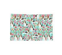 Sweet Basset Hound Drapeau mural décoratif imprimé floral Bannière en polyester à bords cousus pour concerts de musique et fêtes