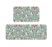 Sweet Basset Hound Florals Lot de 2 tapis de cuisine antidérapants ergonomiques pour cuisine, bar, bureau