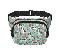 Sweet Basset Hound Florals Sac banane unisexe tendance pour l'entraînement, la course, les voyages et la randonnée, Noir , Taille unique