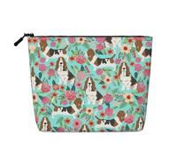 Sweet Basset Hound Florals Trousse de maquillage de voyage polyvalente, idéale pour les routines quotidiennes et les voyages d'affaires, Noir , Taille unique, Trousse de toilette