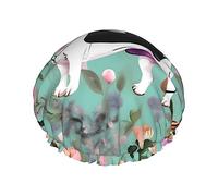 Sweet Basset Hound - Grand bonnet de douche imprimé floral - Bande élastique - Double couche imperméable - Pour femmes, hommes, enfants