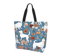 Sweet Basset Hound Grand sac fourre-tout pour femme avec imprimé floral, élégant et imperméable, sac à bandoulière pliable pour la plage, le travail, le magasinage, Noir , Taille unique