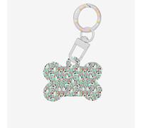Sweet Basset Hound Impression florale 1 pièce en forme d'os de chien Médaille d'identification double face avec porte-clés Artisanat pour animaux de compagnie