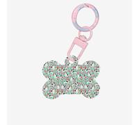 Sweet Basset Hound Impression florale 1 pièce en forme d'os de chien Médaille d'identification double face avec porte-clés Artisanat pour animaux de compagnie