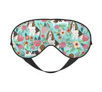 Sweet Basset Hound Masque pour les yeux avec imprimé floral confortable et réglable