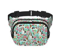 Sweet Basset Hound Sac banane unisexe carré double couche imprimé floral accessoire d'entraînement de voyage, noir, taille unique, Noir, One Size