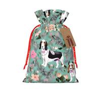 Sweet Basset Hound Sac de Noël avec cordon de serrage, 12 x 17 cm pour emballage cadeau d'anniversaire