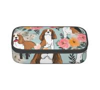 Sweet Basset Hound Trousse à crayons avec imprimé floral pour filles et garçons, grande capacité pour étudiants, artistes, école, bureau, collège, Noir , Taille unique, Cartable