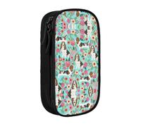 Sweet Basset Hound Trousse à crayons pratique à plusieurs compartiments pour bureau, voyage, école, art quotidien, Noir , Taille unique, Poche de rangement