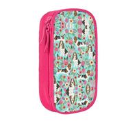 Sweet Basset Hound Trousse à crayons pratique à plusieurs compartiments pour bureau, voyage, école, art quotidien, rose, Taille unique, Poche de rangement