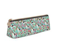 Sweet Basset Hound Trousse triangulaire en cuir avec fermeture éclair pour garçons filles élèves pour le travail et l'école, blanc, Taille unique, Trousse de maquillage