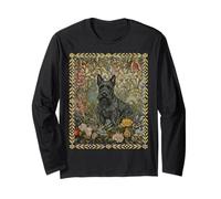 Sweet Black Scottish Terrier dans Un Jardin Anglais Manche Longue