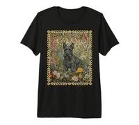 Sweet Black Scottish Terrier dans Un Jardin Anglais T-Shirt Haut de Gamme