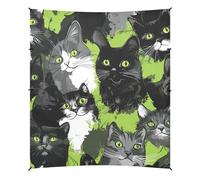 Sweet British Cats Auvent de plage pliable Vert UPF50+ Pare-soleil portable résistant à l'eau avec sac de transport pour jardin, prairie, parc