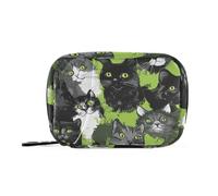 Sweet British Shorthair Cats Green Medicine Organisateur Sac avec Compartiments Amovibles Sac à Main Portable Pilules Organisateur