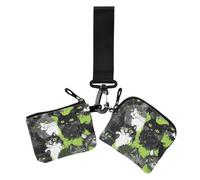 Sweet British Shorthair Cats Lot de 2 portefeuilles pour femme avec fermeture éclair plate et porte-clés pour filles Vert, Sweet British Shorthair Cats Vert, Moderne