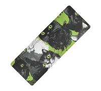 Sweet British Shorthair Cats Tapis de yoga imprimé vert avec sac de transport en caoutchouc naturel antidérapant, épais 1 mm avec sac pour transporter la tapette para ejercicio 180,3 x 66 cm pour