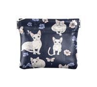 Sweet Burmesecats Petit porte-monnaie portable en cuir synthétique avec fermoir pour filles et femmes Blanc, Funny Devon Rex Cats Navy Blue, 1 size, Moderne