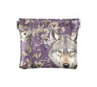 Sweet Burmesecats Petit porte-monnaie portable en cuir synthétique avec fermoir pour filles et femmes Blanc, Violet loup doux, 1 size, Moderne