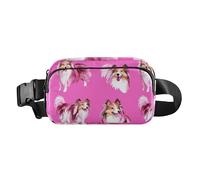 Sweet Burmesecats Sac banane multifonction avec sangle réglable pour homme et femme Blanc, Chiens de berger Shetland Rose vif, 1 size