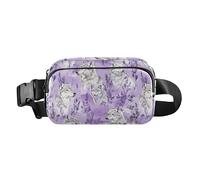 Sweet Burmesecats Sac banane multifonction avec sangle réglable pour homme et femme Blanc, Glam Wolf Violet, 1 size