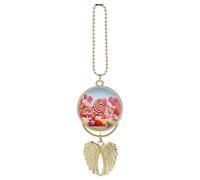 Sweet Candy Breloque de voiture à suspendre avec ailes d'ange en métal pour rétroviseur intérieur de voiture Accessoires décoratifs Ornement Cadeaux commémoratifs pour femmes et hommes