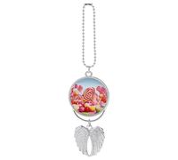 Sweet Candy Breloque de voiture à suspendre avec ailes d'ange en métal pour rétroviseur intérieur de voiture Accessoires décoratifs Ornement Cadeaux commémoratifs pour femmes et hommes