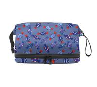 Sweet Candy Trousse de toilette double couche pour femmes et filles, trousse de toilette de voyage, trousse de maquillage pratique avec compartiment à pinceaux, multicolore, 27x15x14 cm/10.6x5.9x5.5