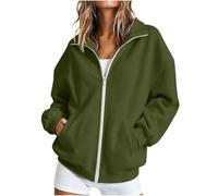 Sweet Capuche Femme Women Fall and Winter Solid Color Basic Versatile Lapel Zipper Sweatshirt with Pockets Pulls Femme (M)