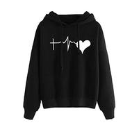 Sweet Capuche Femmes Noir Sweet Capuche Femme Noir Pull décontracté imprimé à capuche pour femmes Sweats à capuche et sweat-shirts pour femmes Pull Femme Blanc Taille S Pull Femme Sexy (Black, S)