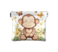 Sweet Capybara Petit porte-monnaie en cuir pour femme Blanc, Singe blanc, 1 size, Moderne