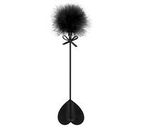 Sweet Caress Cravache Cœur Noir avec Pompon Plumeau