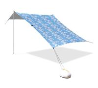 Sweet Cherry Blossom Blue Tente de plage pliable UPF50+ Protection solaire facile à installer avec sacs de sable et pelle pour camping, pêche, plaisir dans la cour