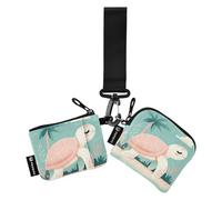 Sweet Cute Turtle Peach Lot de 2 pochettes pour pièces de monnaie et cartes de taille compacte avec poche zippée pour femme