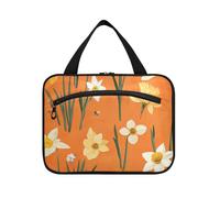 Sweet Daffodils Orange Grande trousse de toilette de voyage à suspendre avec crochet, trousse de toilette compacte design pour voyage must trip estuche de maquillaje para mujer L, Jonquilles douces