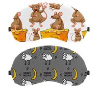 Sweet Dreams Lot de 2 masques de sommeil respirants pour homme et femme Motif moutons blancs Jaune lune étoile Gris