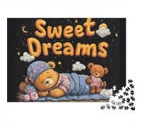 Sweet Dreams Teddy Bear Puzzles 1000 Pieces Cadeau Unique Jeu Éducatif Challenge Toy À De Qualité Supérieure Peinture Art pour Adultes Et Enfants À Partir De 12 Ans 52x38cm/1000pcs