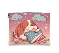 Sweet Dreams Trousse de maquillage de voyage en toile avec fermeture éclair Motif chiot Love, Rouge, 7x9 Inch, Chien