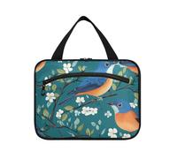 Sweet Eastern Blue Birds Kit de suspension en fleurs de cerisier bleu sarcelle et blanc pour homme avec crochet, trousse de toilette pour femme, hôtel bolso Viajero para Mujer L