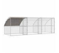 SWEET®Enclos Extérieur Volière Chenil Cage à poules 3 pcs Argenté 600x200x200 cm Acier et PE EU26_932776