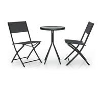SWEET Ensemble de bistro 3 pcs - Table et 2 chaises - Acier Noir 2025|44496