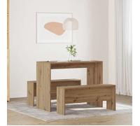 SWEET Ensemble table à manger et bancs 3 pcs - Tab Ensemble table à manger et bancs 3 pcs - bois d'ingénierie 64625