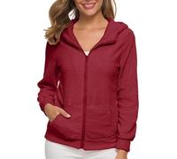 Sweet Femme Sans Capuche Zippé Veste Rose Pale Sweat-shirt à capuche en polaire pour femme, couleur unie, poche, fermeture éclair, peluche, manches Sweat Femme Oversized Sweat Femme Zippé (Wine, L)