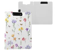 Sweet Freesia Porte-bloc avec rangement double clips métalliques Porte-stylo avec couverture Clipfolio Entrepreneur médical Blanc