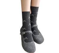 Sweet Girls Elegant Bowknot Pattern Cotton Ankle Socks For Women Respirant Casual Fashion Student Middle Molf Socks Cotton, gris foncé, Taille unique